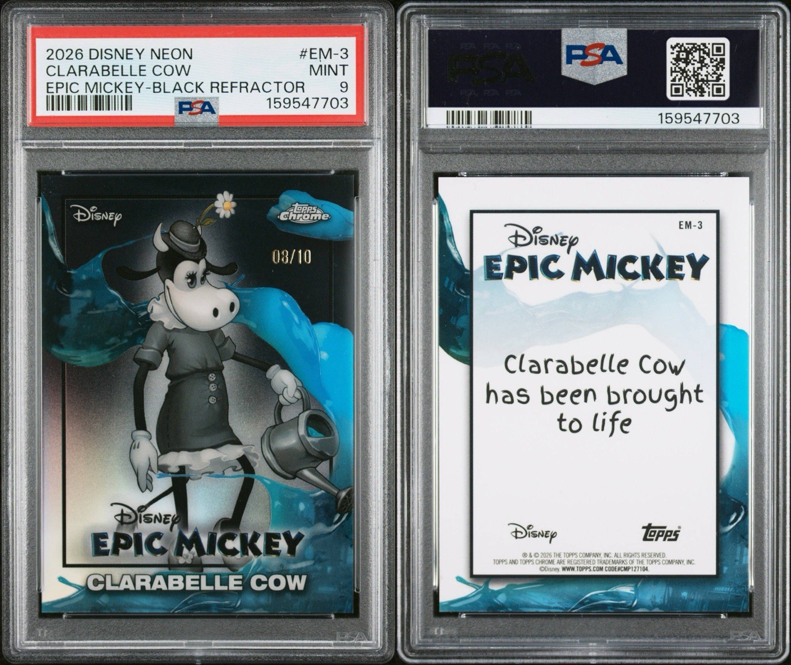 2026 TOPPS DISNEY NEON CLARABELLE COW EPIC MICKEY /10 BLACK EM-3 case hit