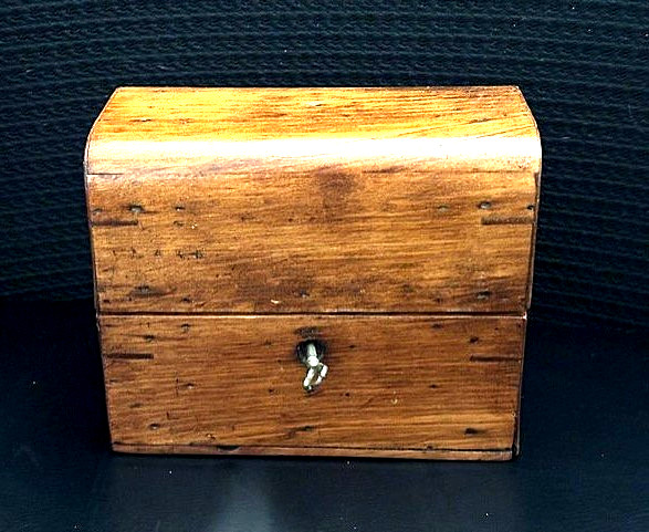 19th Century Wooden Perfume Box with 3 Bottles & Original Key – Rich Patina