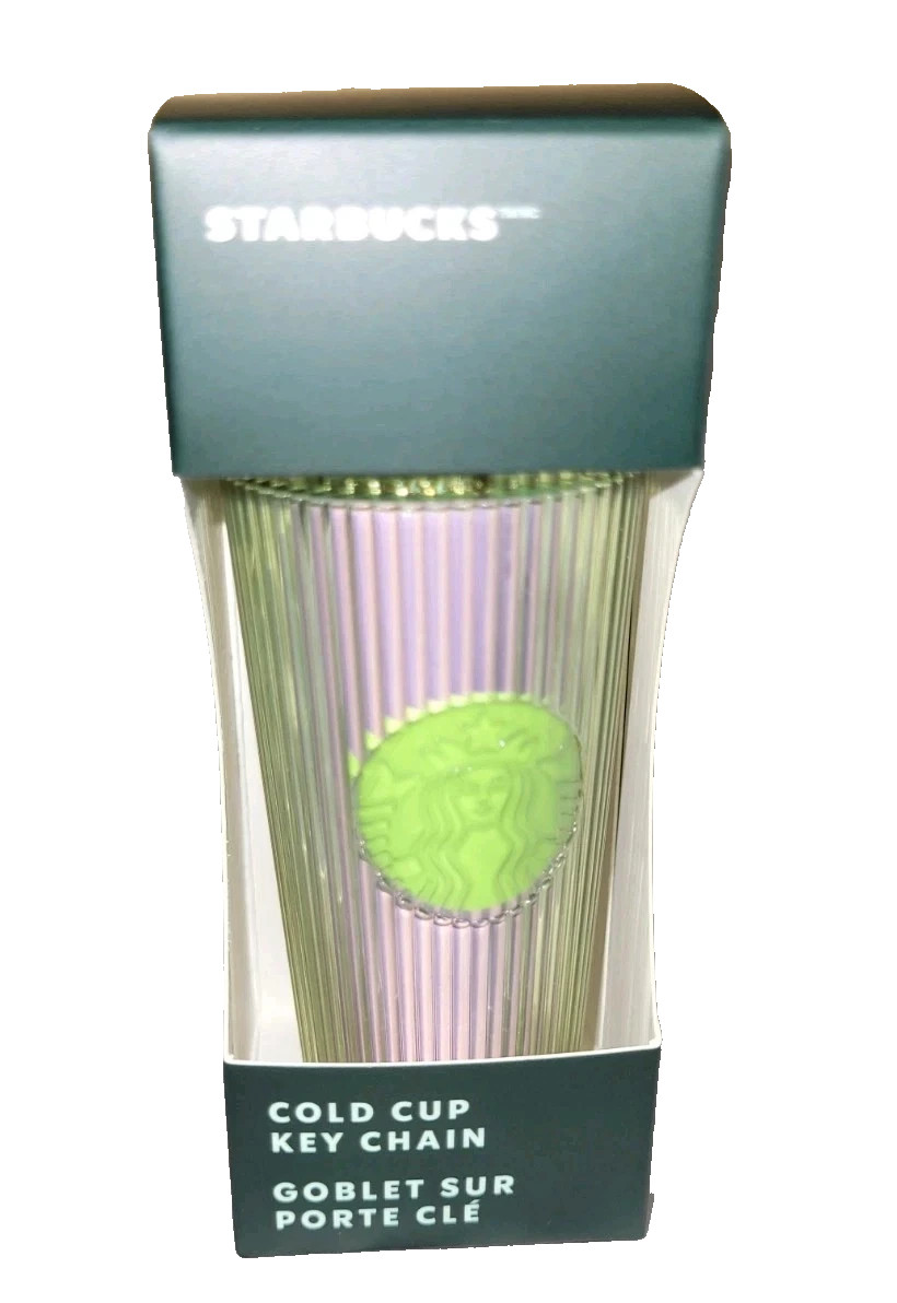 Starbucks Key Chain Lime Green Purple Pleated Cold Cup Tree ornament Free S/H
