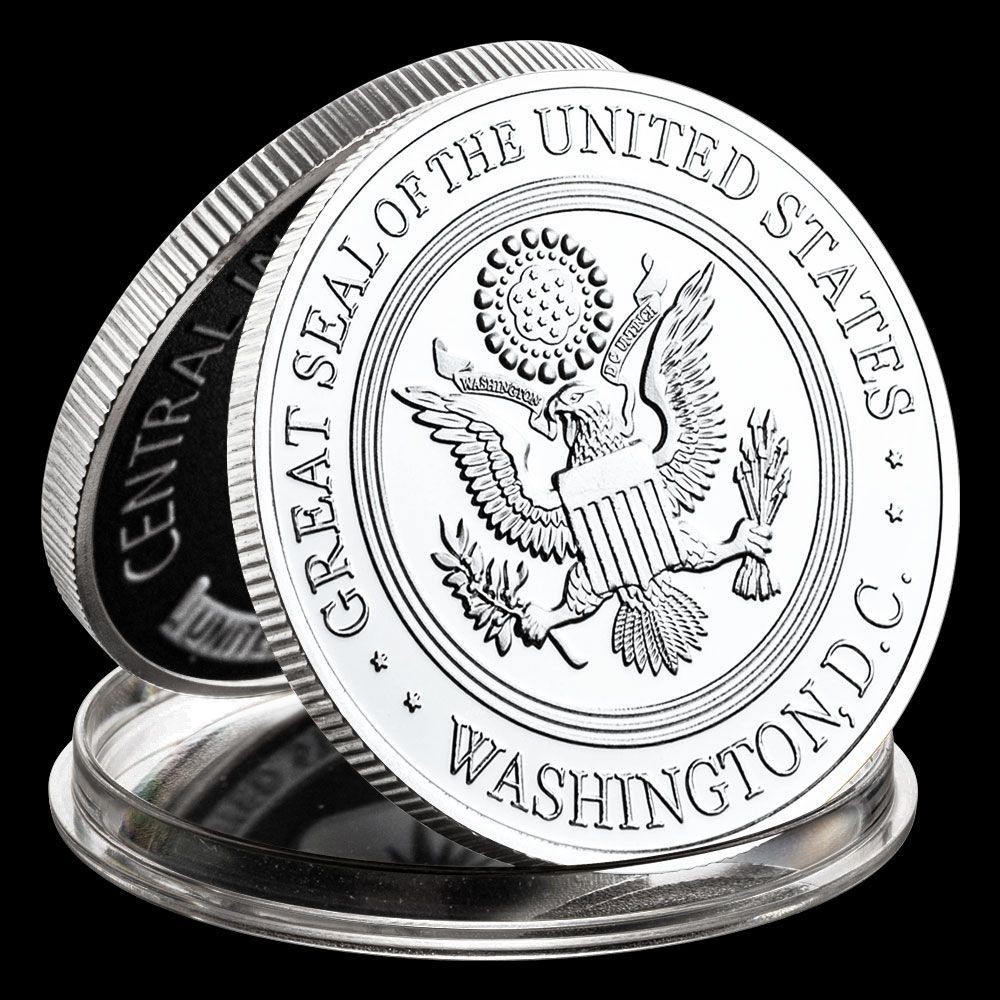 United States Central Intelligence Agency CIA Black and Silver Emblem Coin