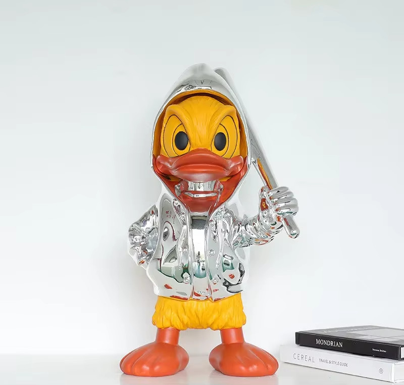 Big size 37/53 cm Duck Baseball Resin Statue Electroplate Punk Orrnament Cartoon