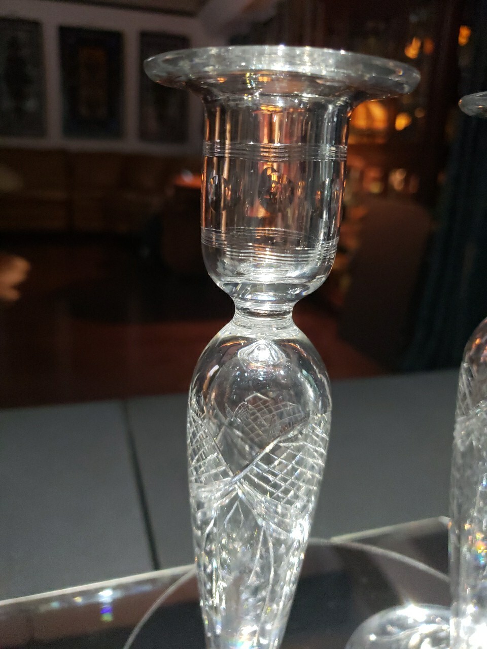 9″ Candlesticks Candle Holders American Brilliant cut Glass crystal Pairpoint