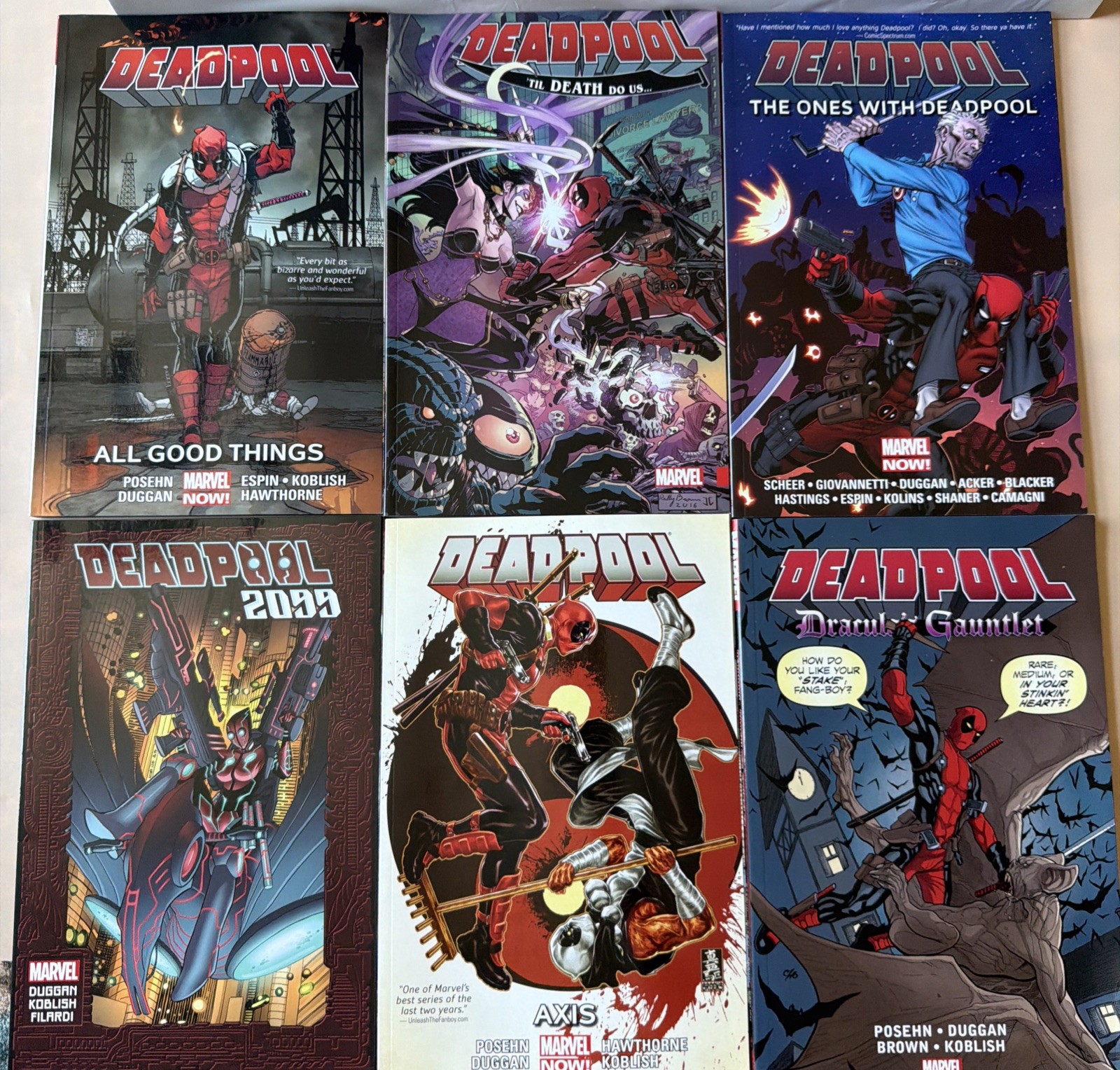 Deadpool Marvel TPB Lot of 6 All Good Things 2099 Axis Dracula Gauntlet More