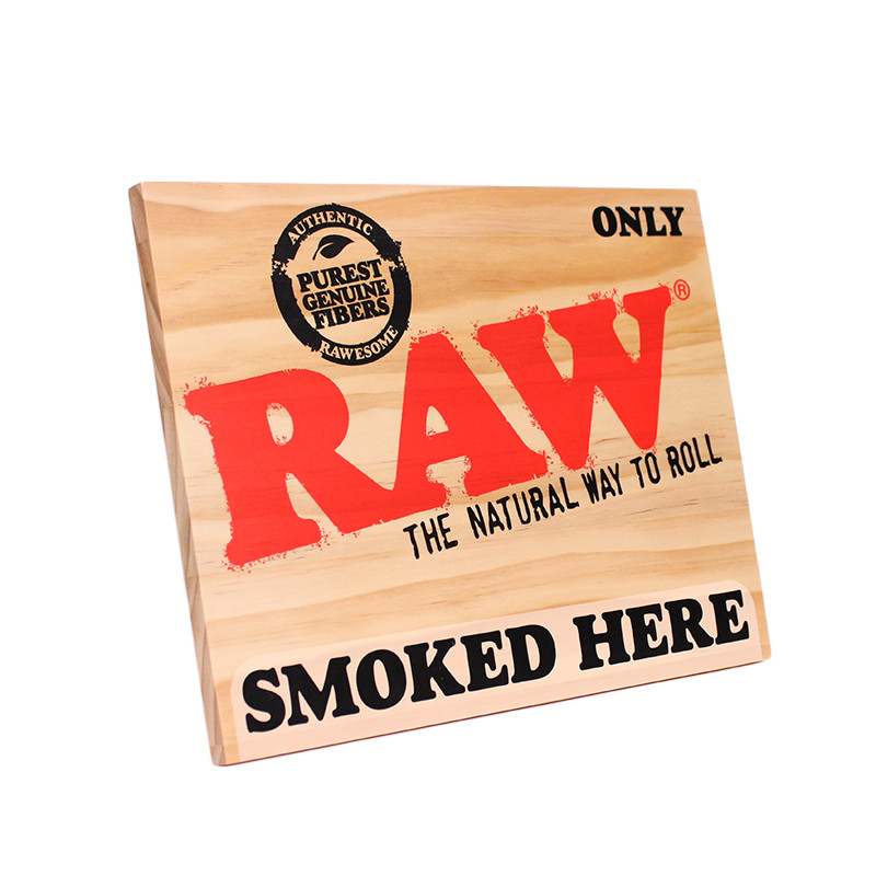 RAW Rolling Paper “Smoked Here” Wooden Sign with Rope 12″ x 9″