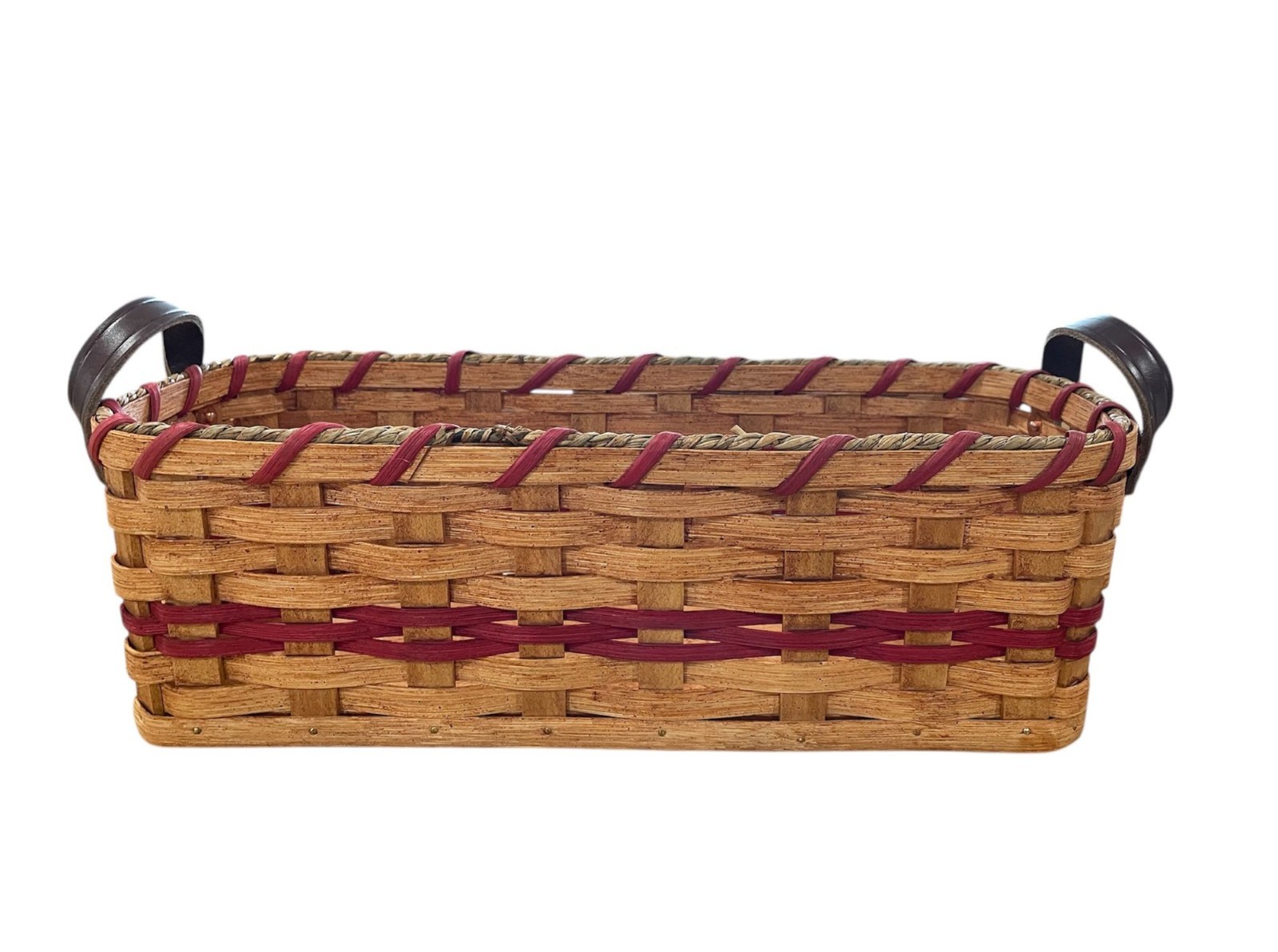 Amish Bread Server Basket Handmade with Leather Handles