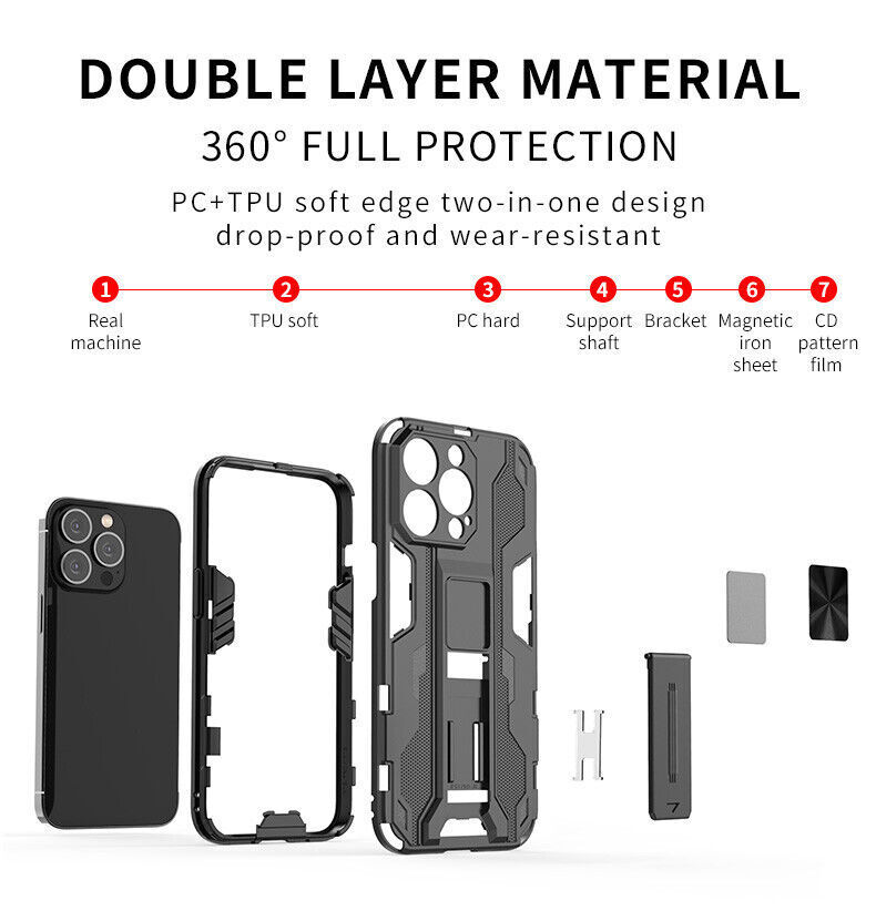 For iPhone 15 15 14 Pro 14 13 Pro Max 13 Stand Armor Hybrid Phone Case