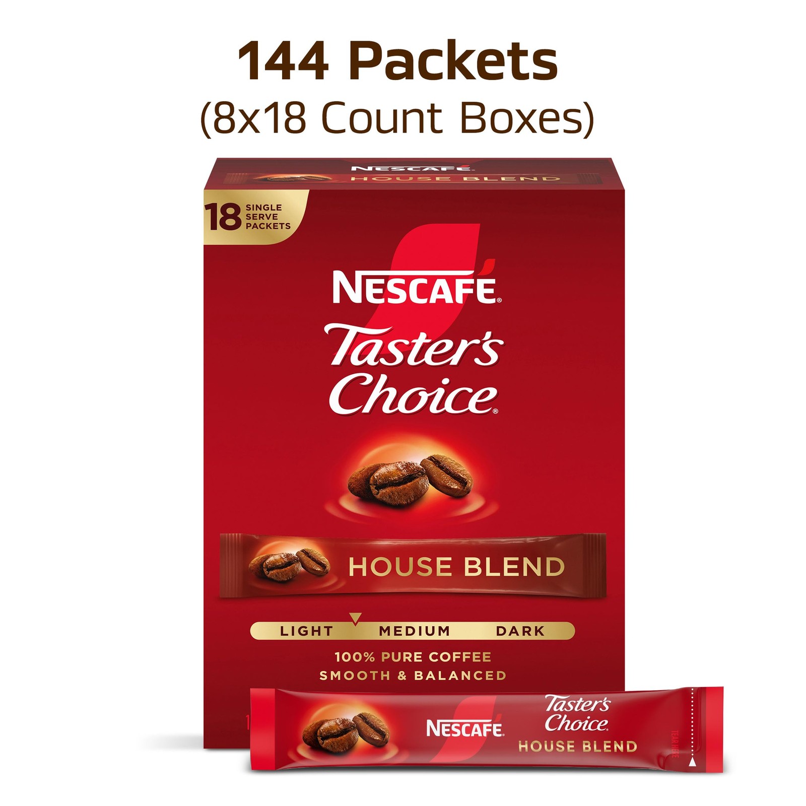 NESCAFÉ Taster’s Choice, Instant Coffee 1.9 Ounce (Pack of 8), House Blend