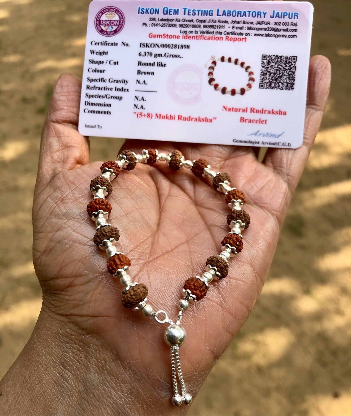 LAB CERTIFIED 925 silver 5 + 8 Mukhi RUDRAKSHA Rudraksh Bracelet adjustable