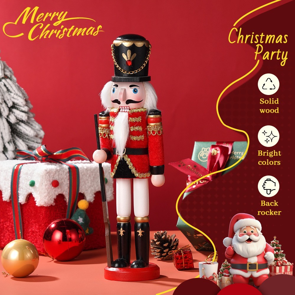 12 inches Christmas Nutcracker Decoration Soldier in Red and Black Outfit