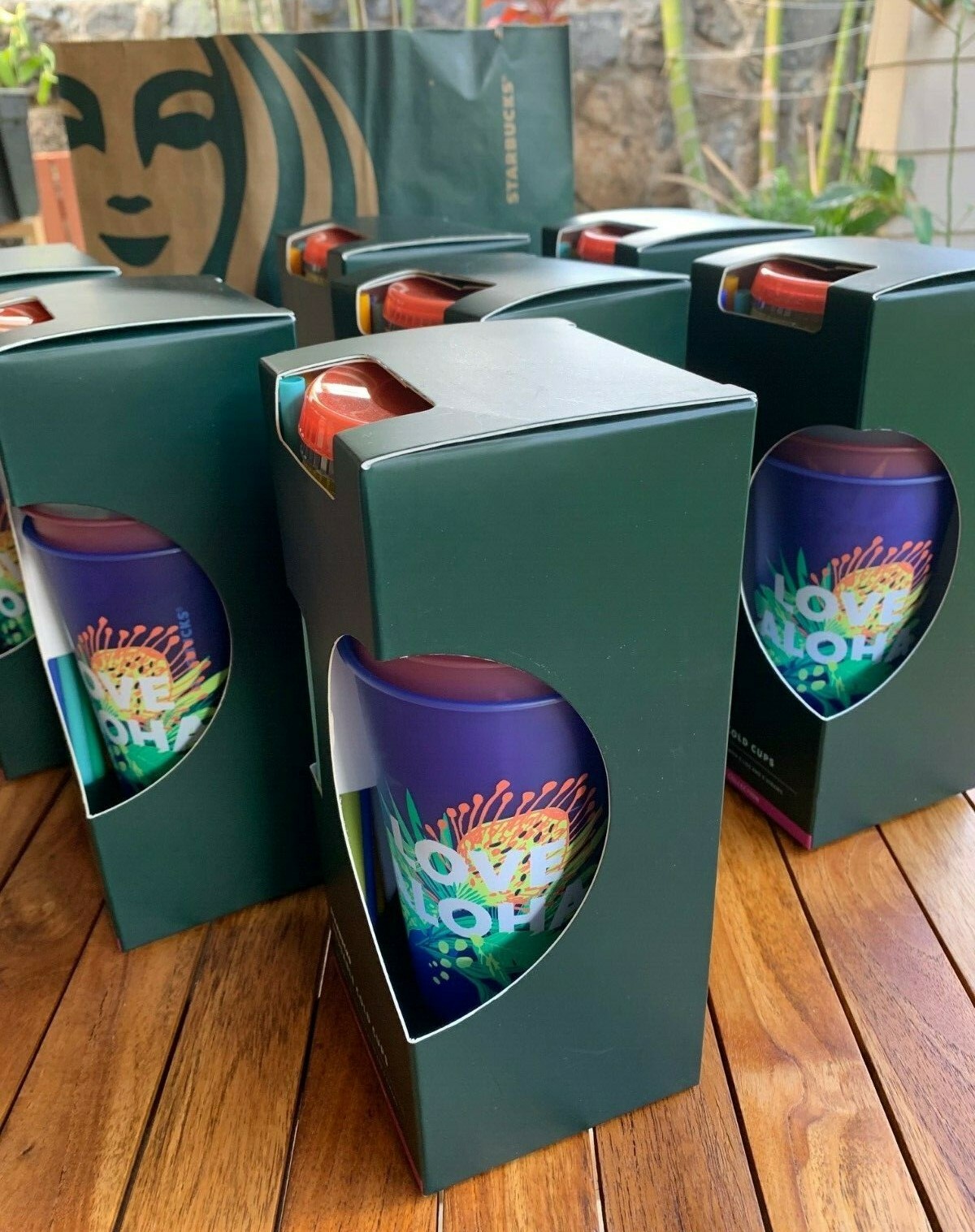 NEW Starbucks Hawaii Reusable Tumbler 24oz Cold Cup 5 Set 1 Box 2020 + FREE GIFT
