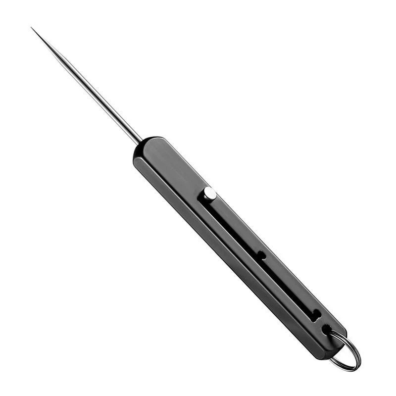 1 pcs Titanium Edc Retractable Toothpick with Spring Push Design **