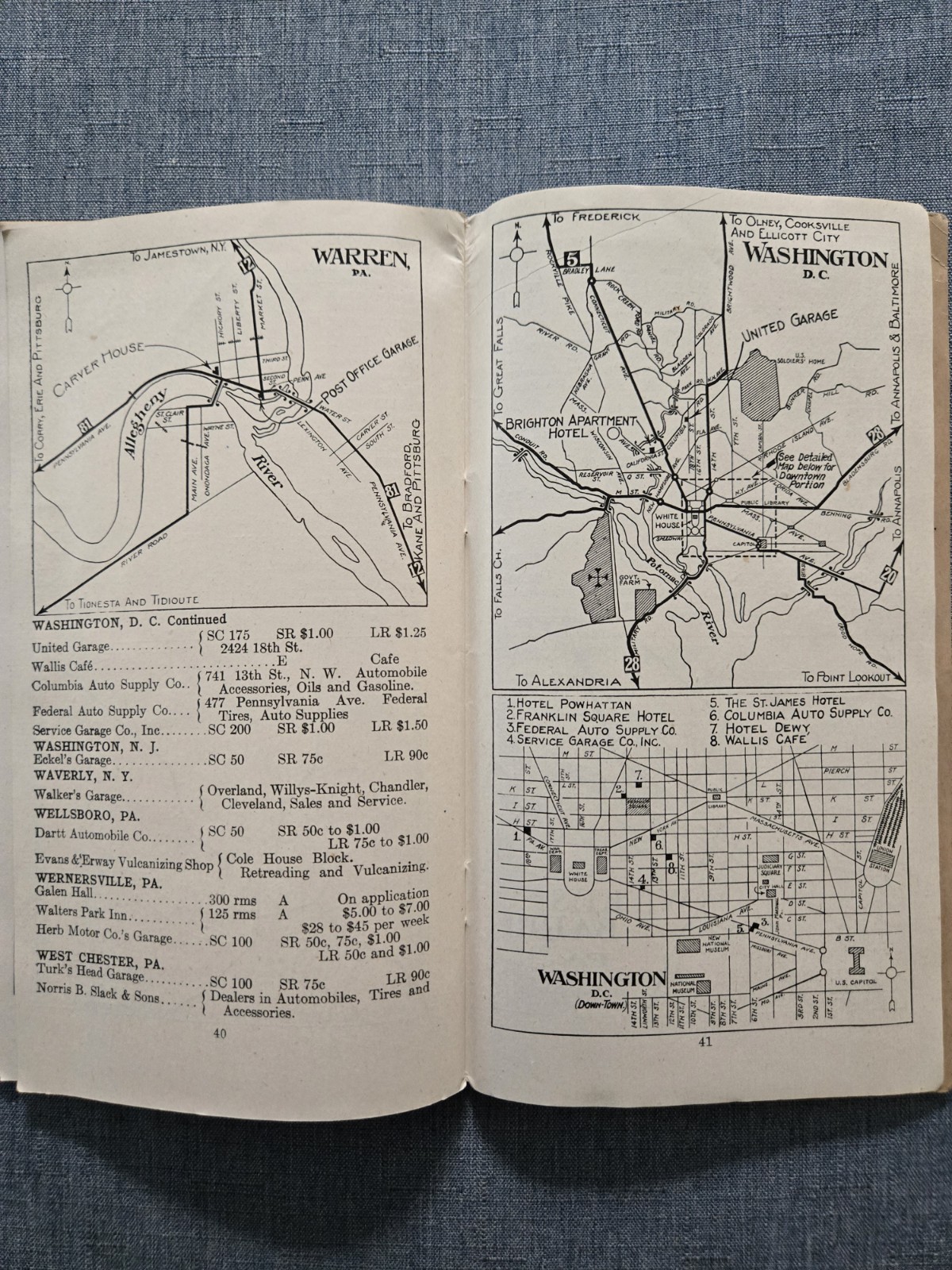 Rand-McNally Auto Trails Map 1920 District 7 PA, DE, N. WVA, MD, NJ