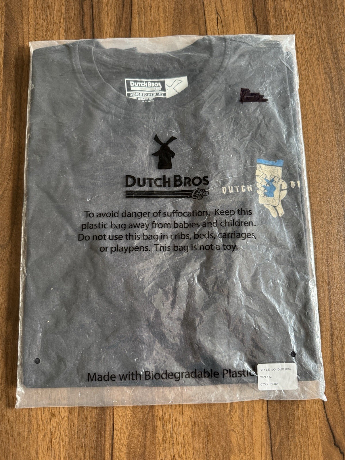 Dutch Bros Size Medium, Black Skull Hand Logo T-Shirt