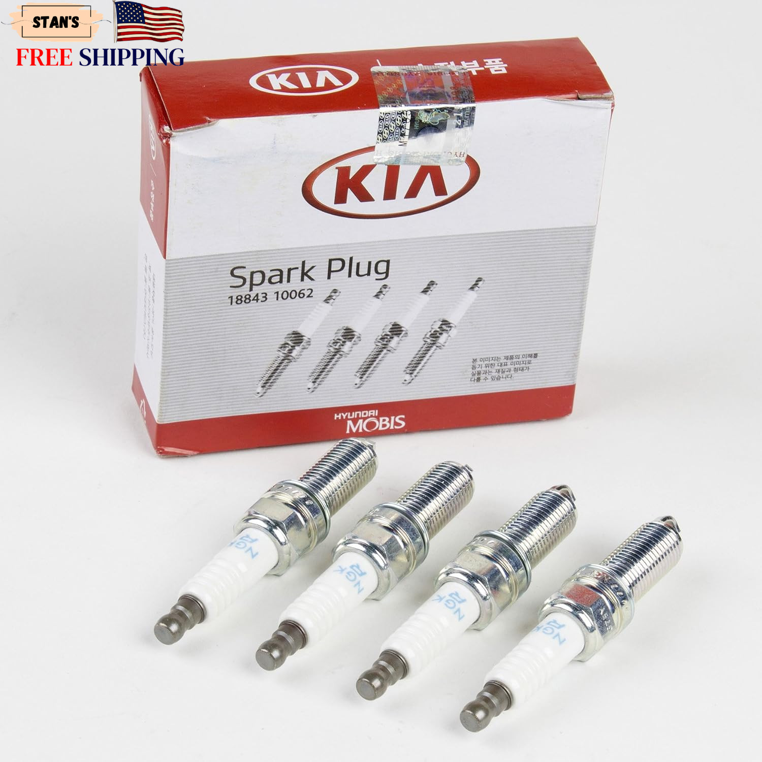Genuine OEM (Hyundai) NGK Spark Plugs (Pack of 4) 18843-10062