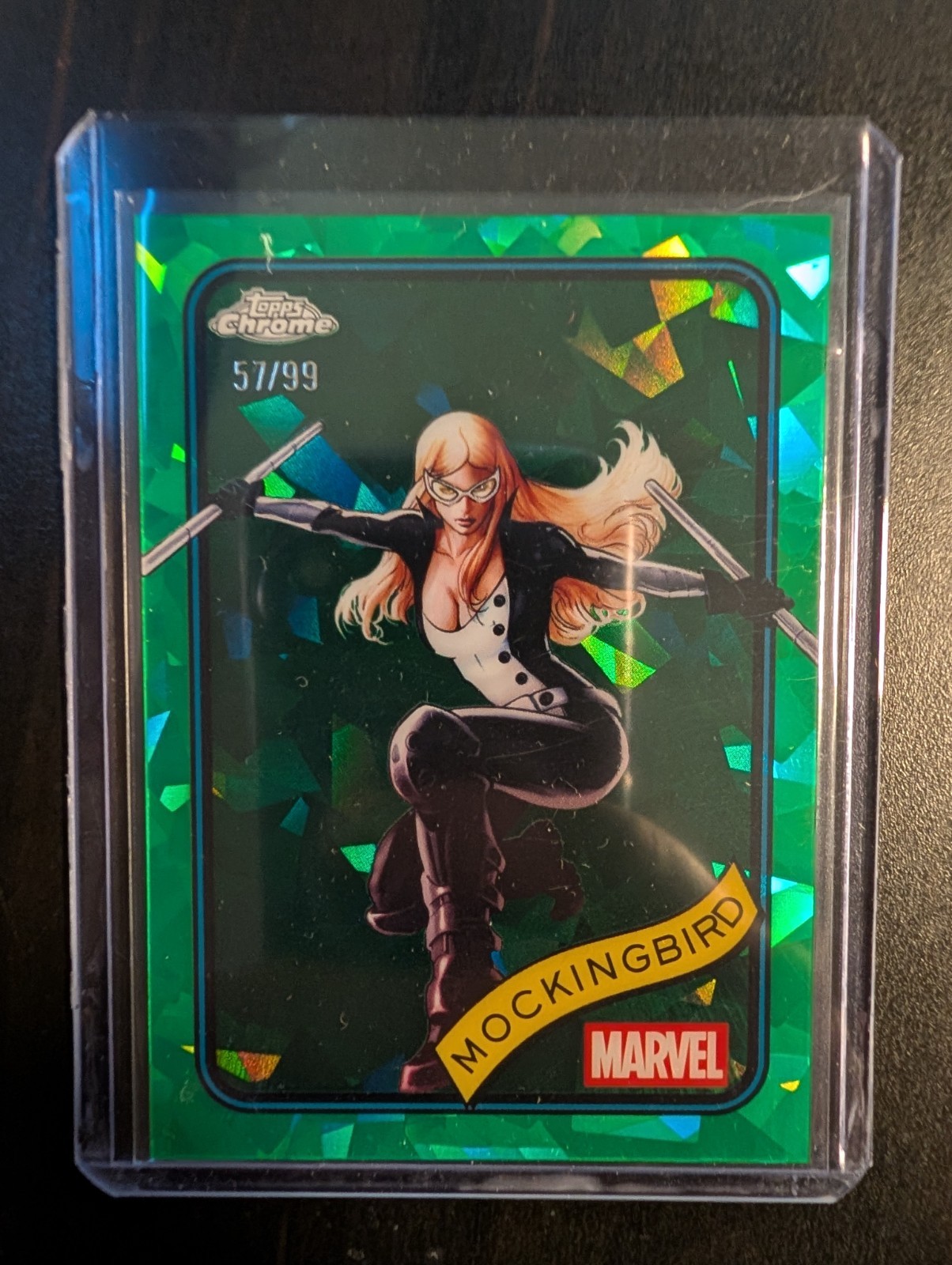 2025 Topps Chrome Sapphire Marvel #37 Mockingbird Gree Refractor #/99 SP Shield