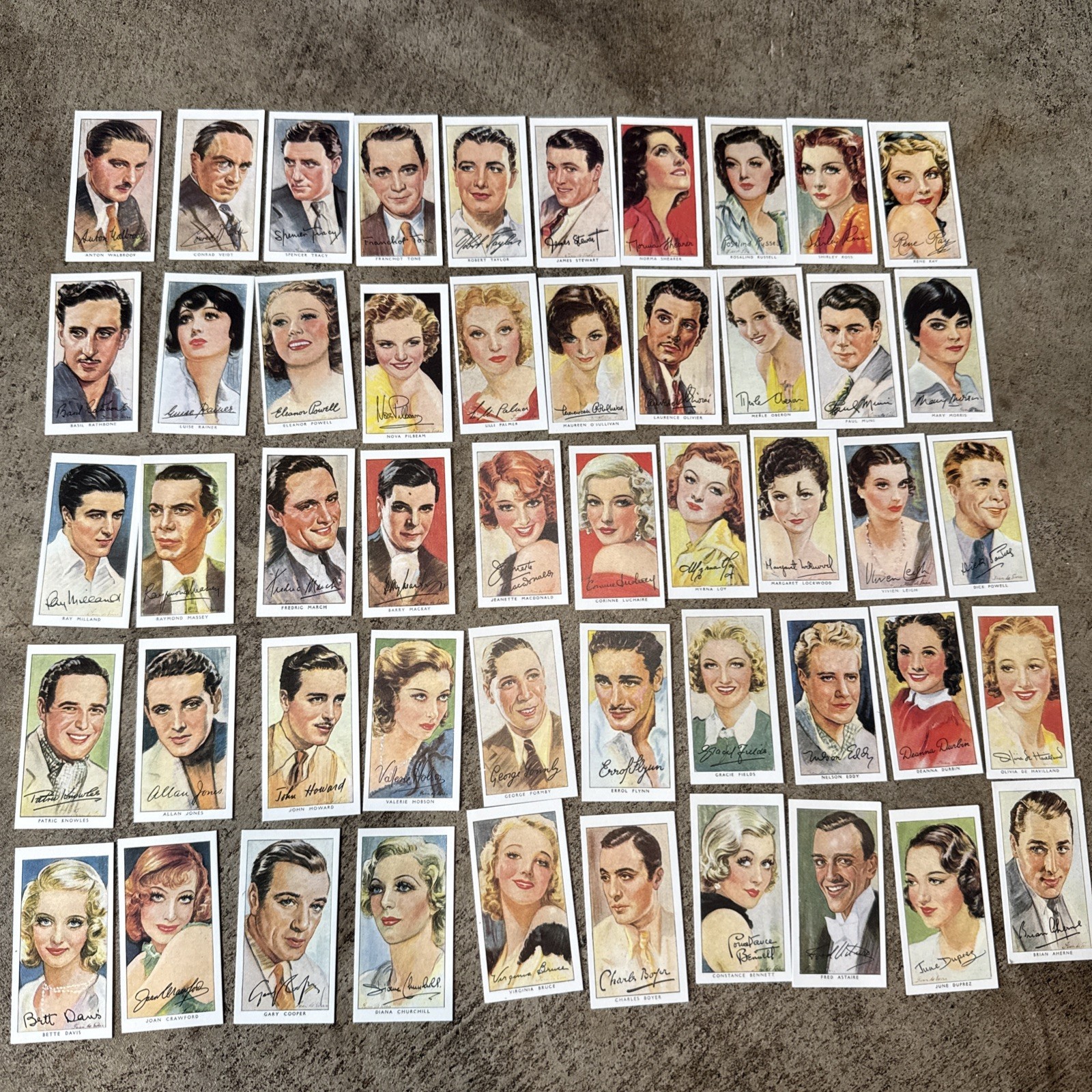1938 1989 Player’s Film Stars Series 3 Tobacco Cards Full Set 1-50 HOF Complete