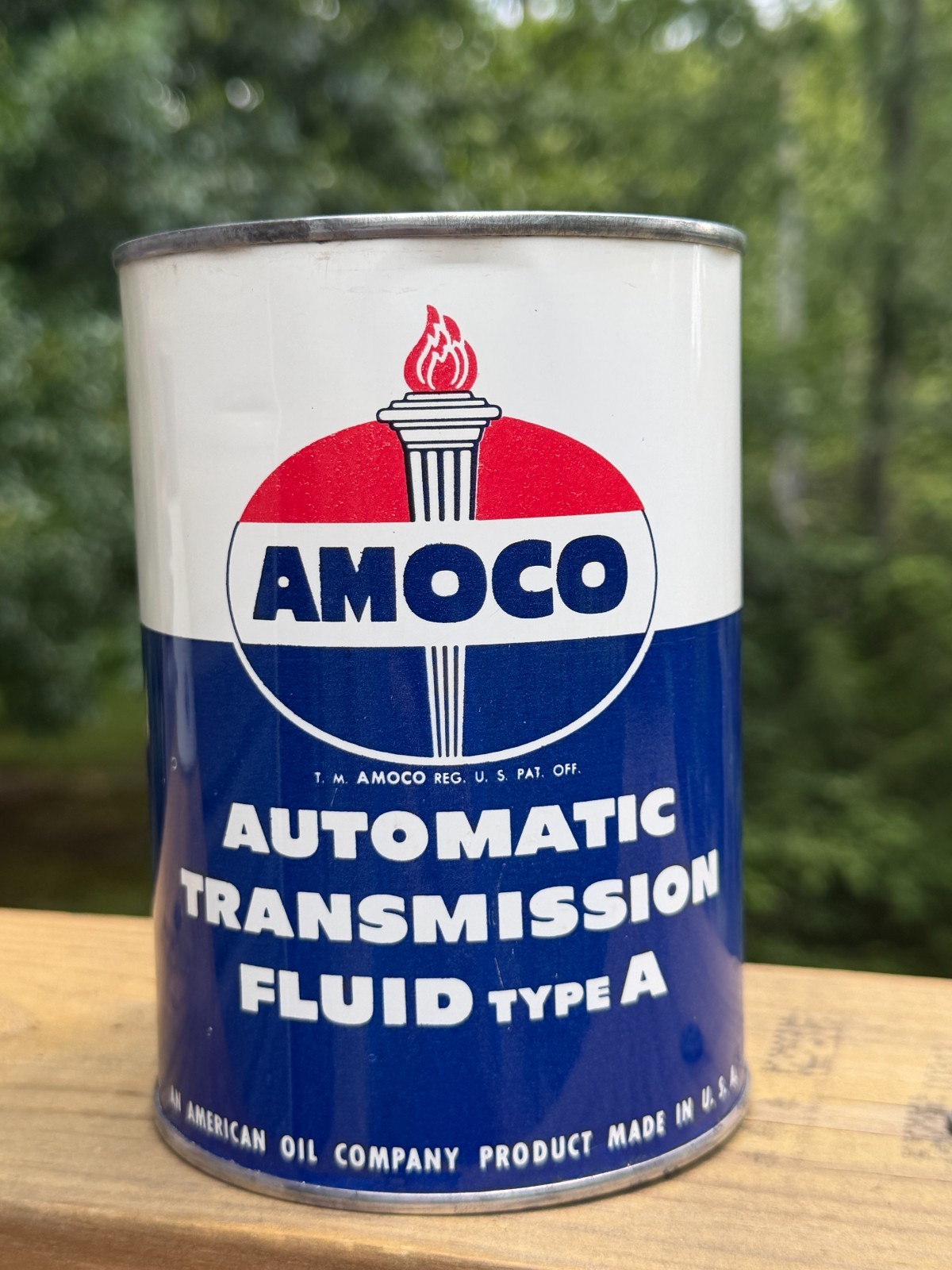 Vintage Amoco ATF Oil Can 1 One Quart Empty Free Shipping