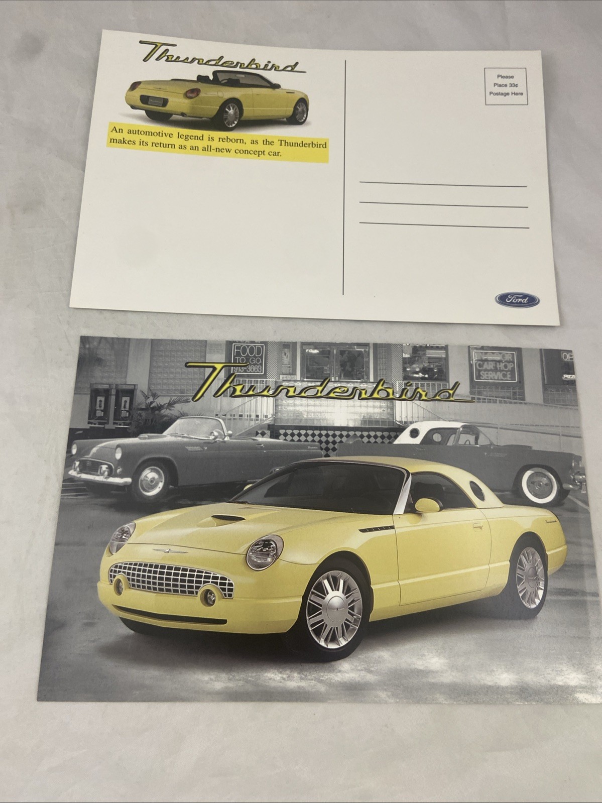 2000s Ford Thunderbird Concept – Vintage 2-Sided Dealer Sales Brochure Card MINT