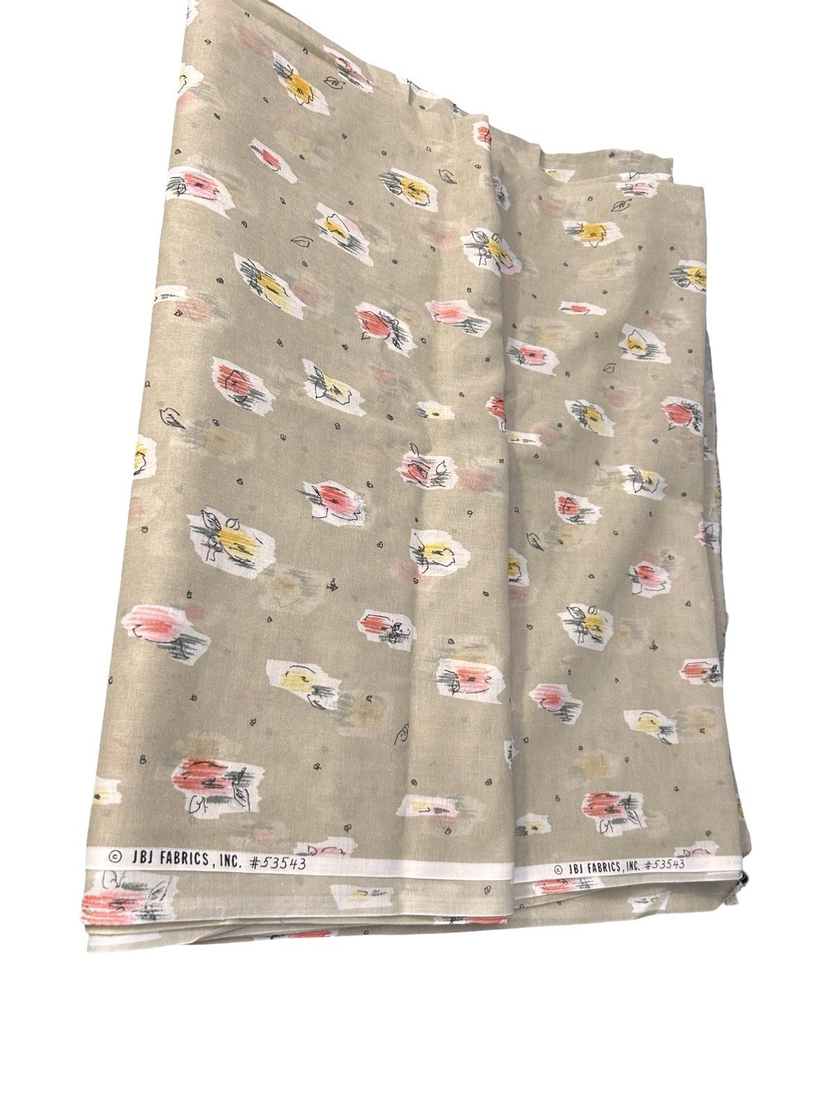 5.5 Yards JBJ Fabrics Watercolor Abstract Floral Brown Pastels Colorful 44” Wide