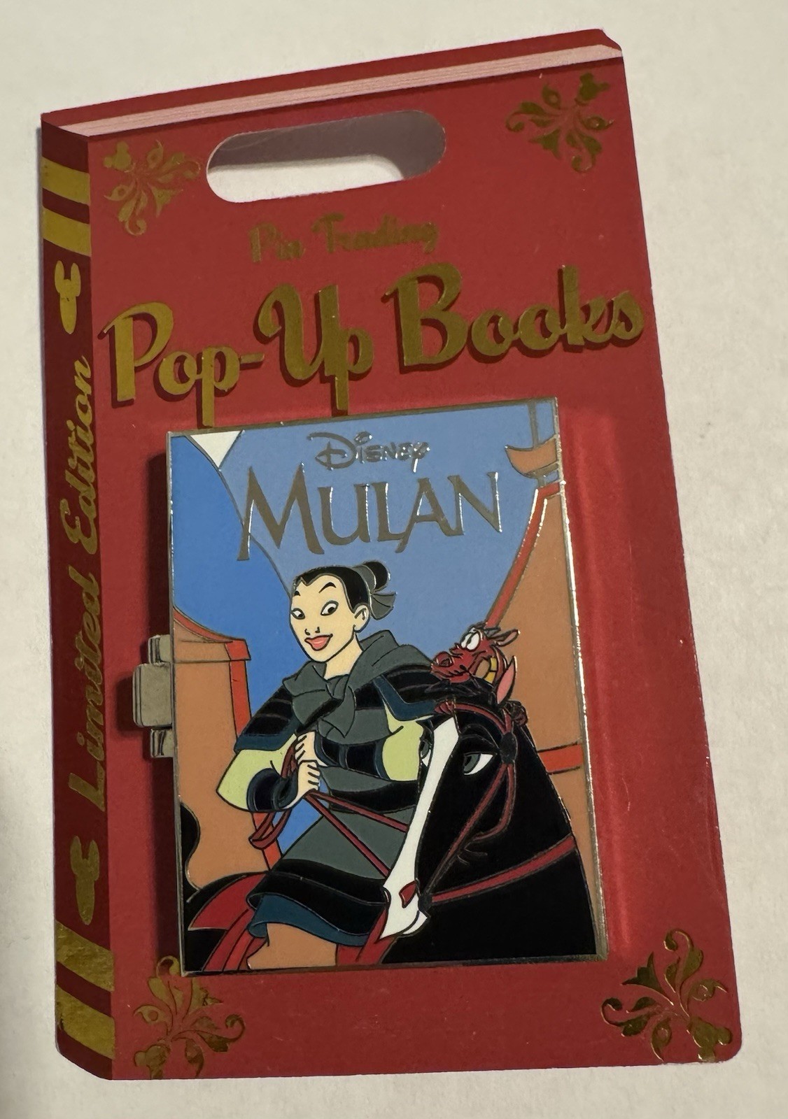 Disney Pin 2019 DLR Pop-Up Books, Mulan Ping Khan, LE 4000 On Card