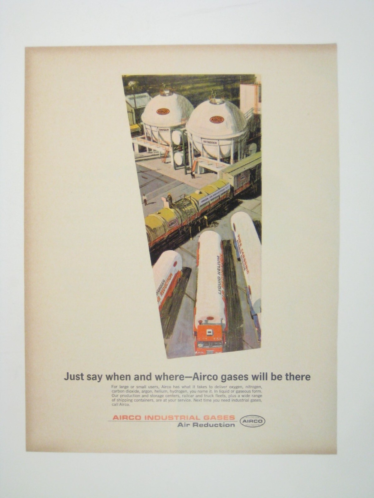 Airco Gases Industrial Print AD Tractor Truck Vintage 1960s Railroad