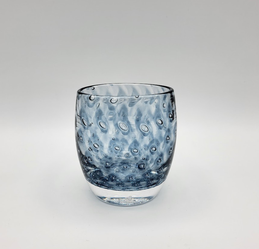 GlassyBaby Blue Candle Votive Controlled Bubbles Wisdom Candle Holder Art Glass