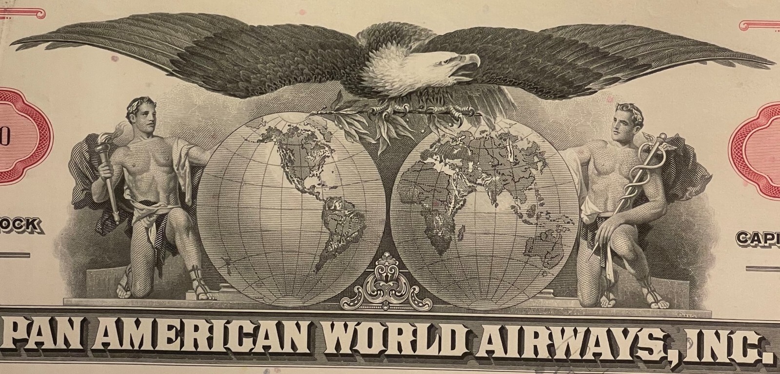 Vintage🎉 Red Pan Am American World Airways Stock Certificate, American Icon RIP