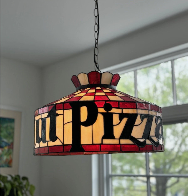 Retro Pizza Hut Style Hanging Lamp 18” Tiffany Pendant Restaurant Light W/ Chain