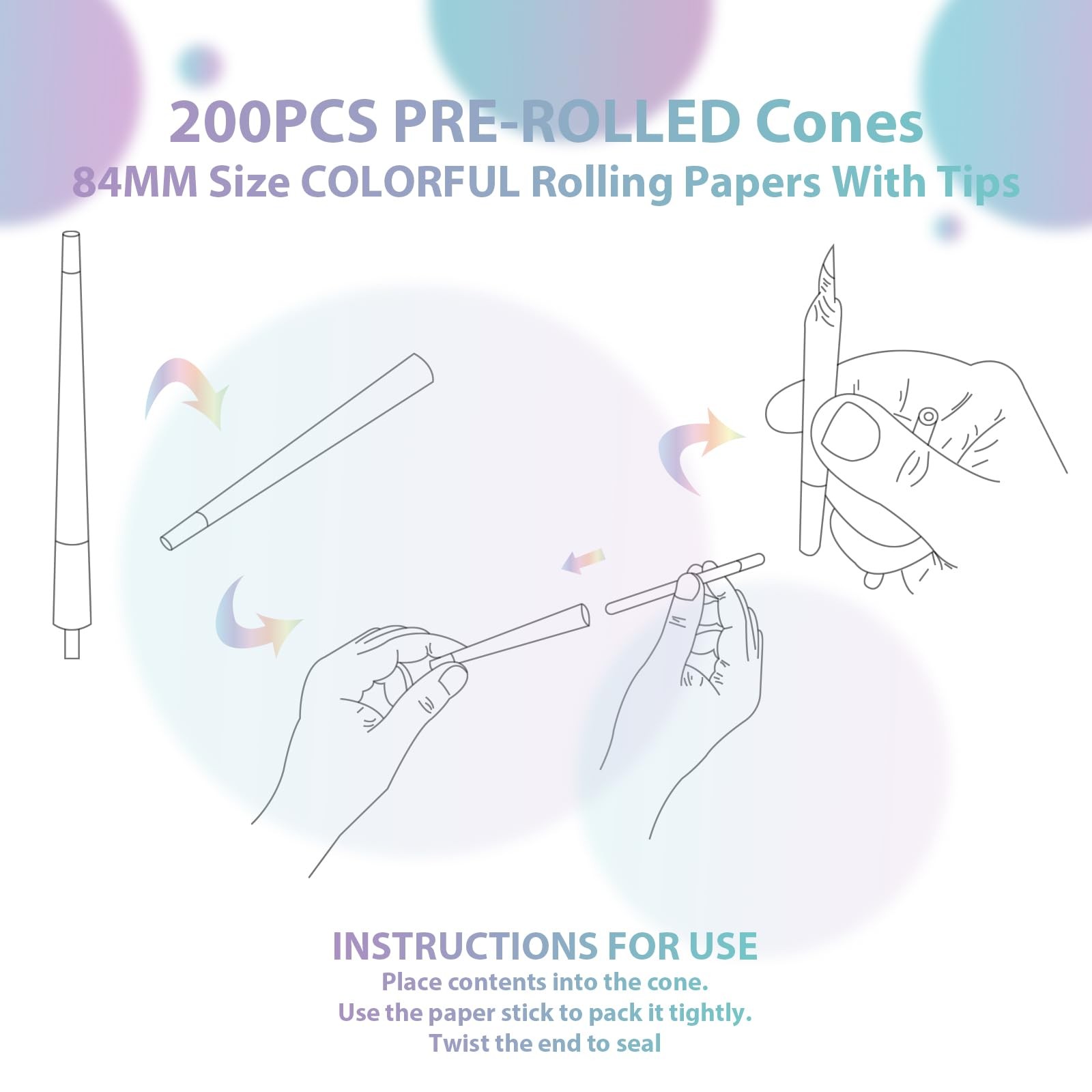 King Size PreRolled Rolling Paper Cones, 200 Pack, Ultra Thin & Natural