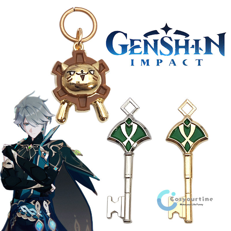 Genshin Impact Alhaitham Kaveh Lionet Keychains Cosplay Key Pendant Accessories