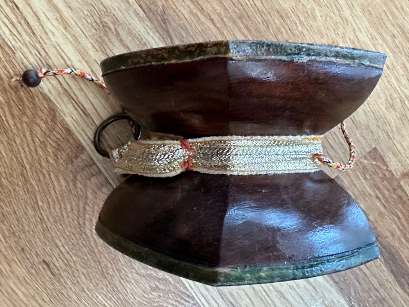 Tibetan Nepal Chod Damaru Wooden Leather Drum HIMALAYAN Ritual OBJECT 4.75″ X 3″
