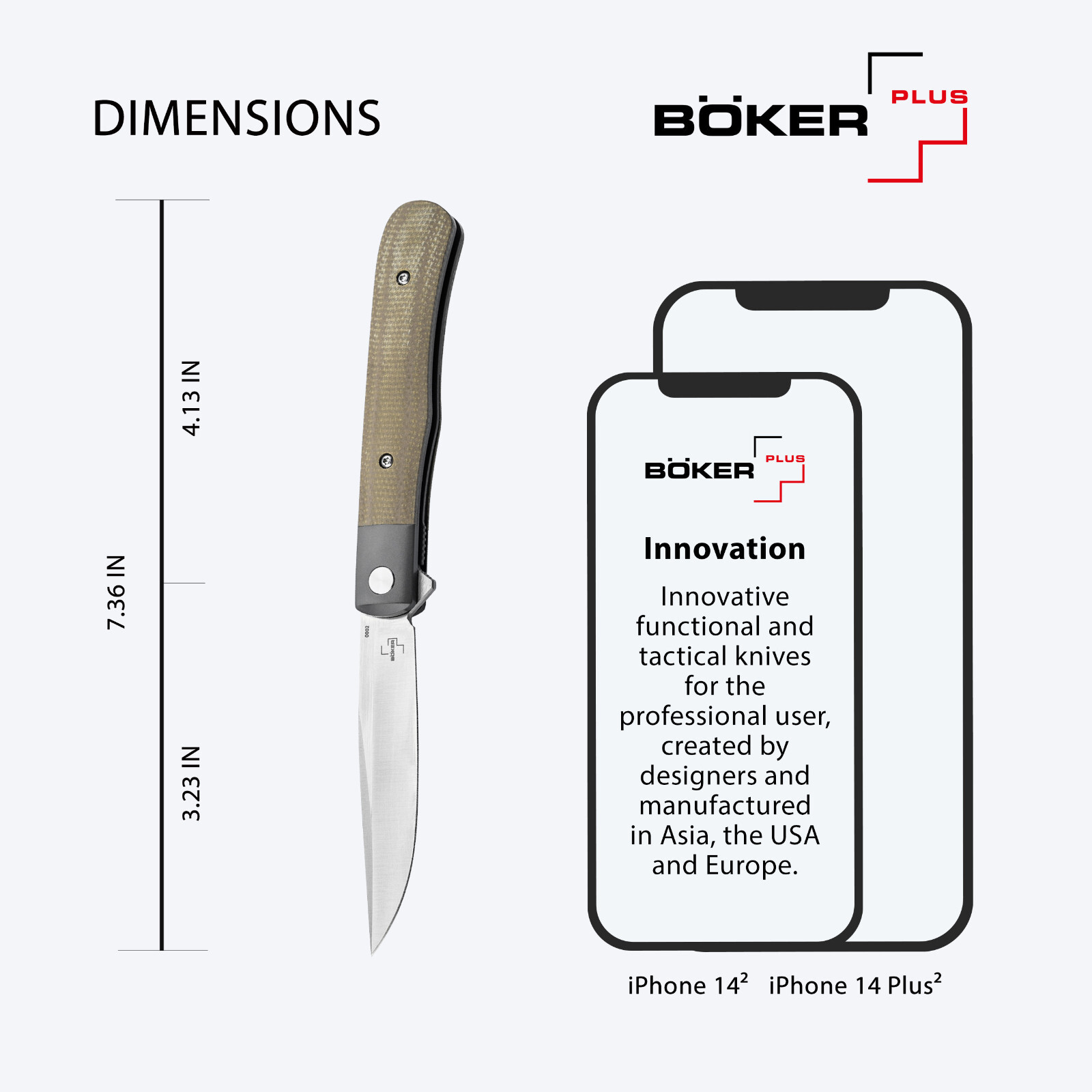 Boker Plus Modern Trapper Uno Pocket Knife 3.23″ Nitro-V Blade Micarta ✔️01BO930