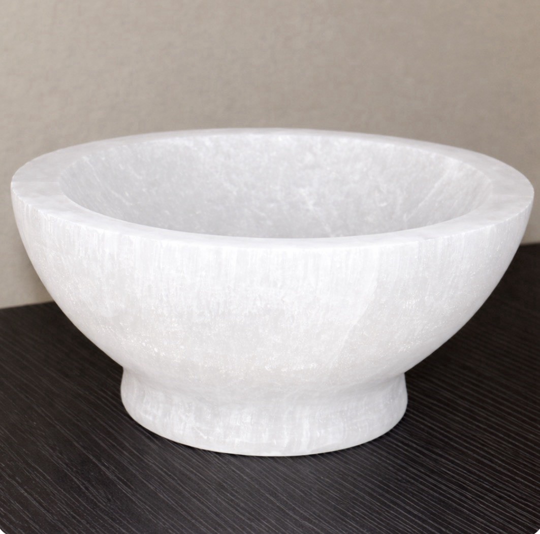 SELENITE Crystal Polished Charging Cleansing Bowl Reiki Healing 4×2”