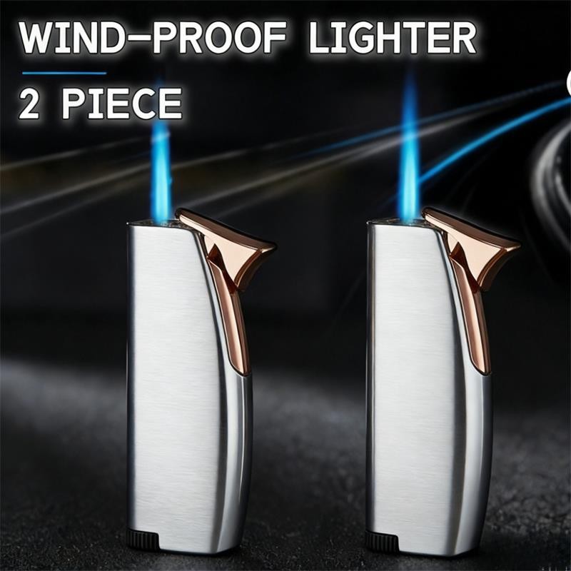 2x Compact & Refillable Butane Lighter Set – Perfect for BBQs, Camping, and More