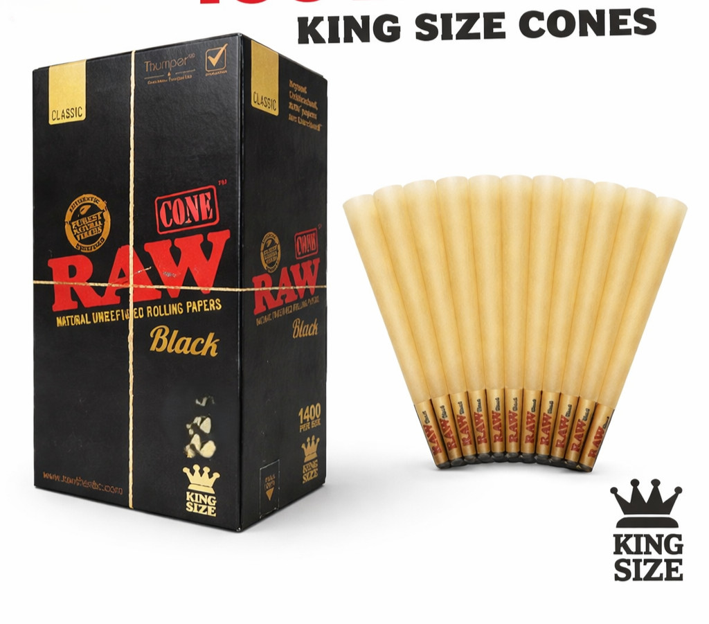 Authentic Raw BLACK King Size pre rolled Cone 100 – 200 – 300 Cones