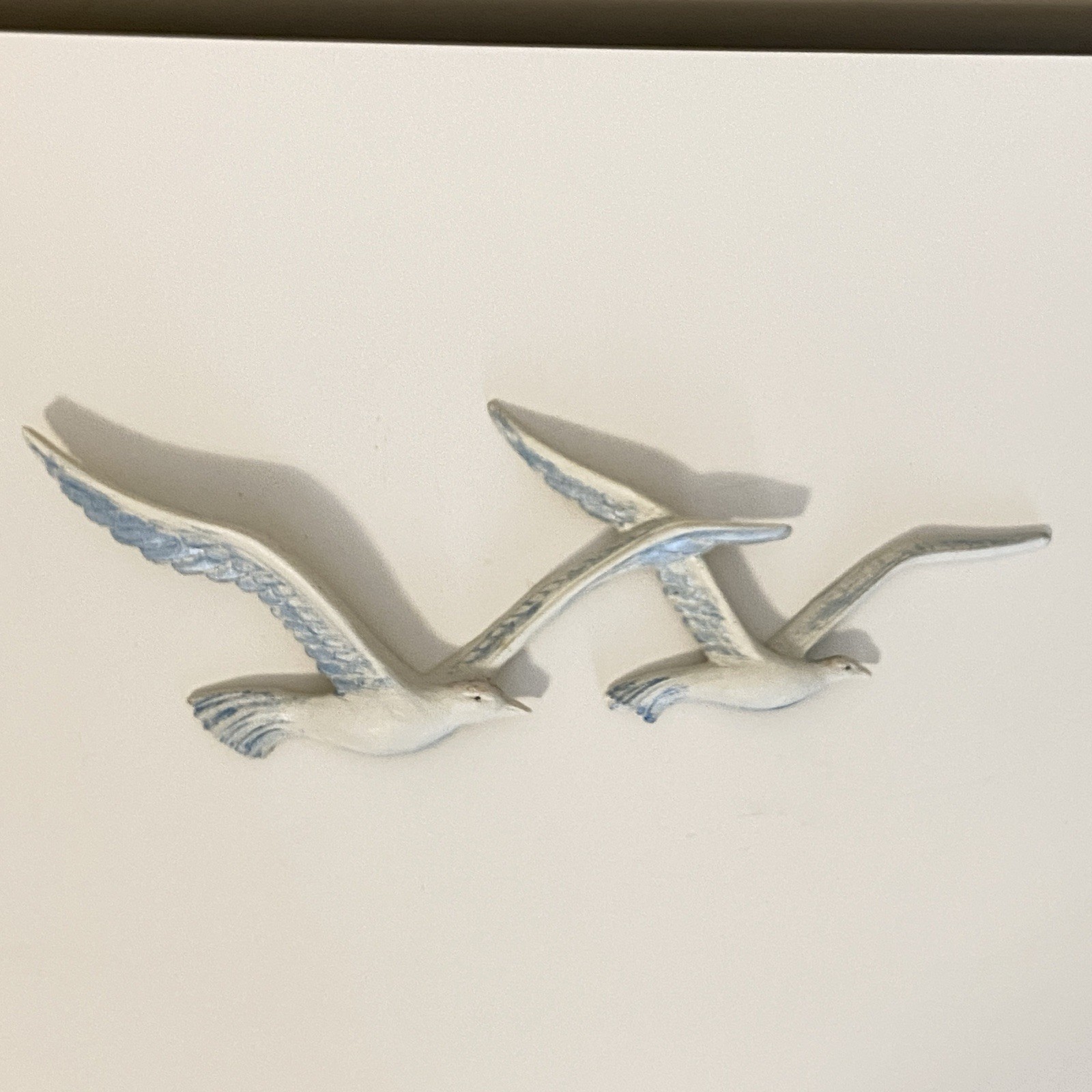 Vintage Homco Seagulls Birds in Flight Plastic Wall Art Decor 7619 White Painted
