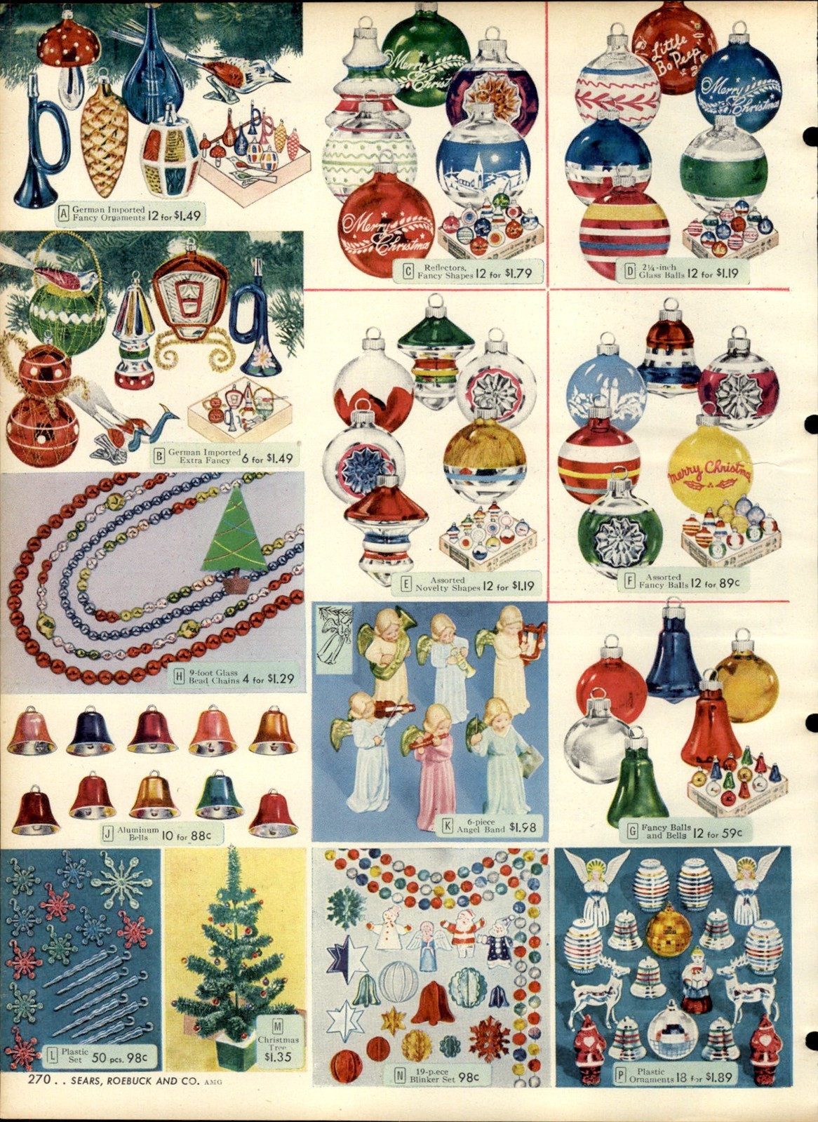 1953 PAPER AD 3 PG Glass color Christmas tree ornaments Noma bulbs Decorations