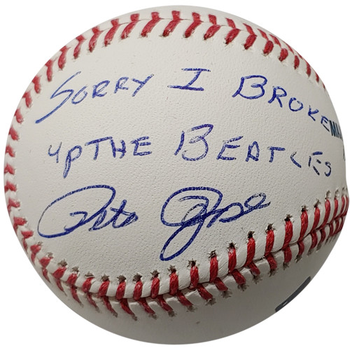 Pete Rose Autographed MLB Baseball w/ “Sorry I Broke up the Beatles” – JSA