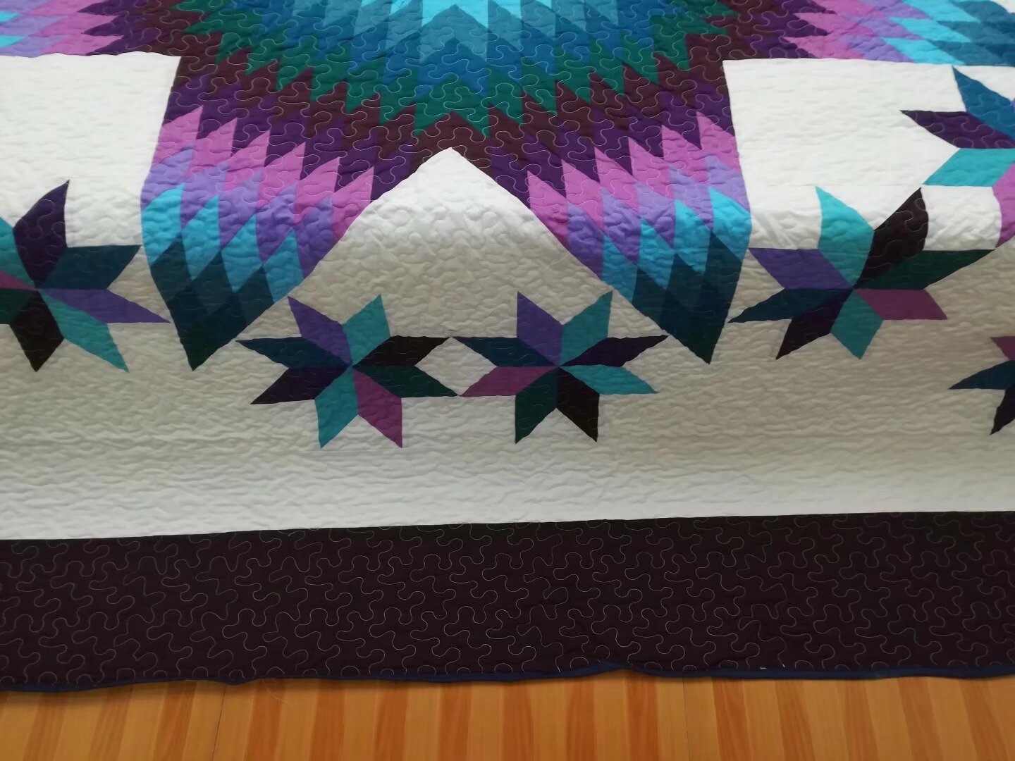 King Size Machine Pieced And quilted Patchwork Quilt#168A
