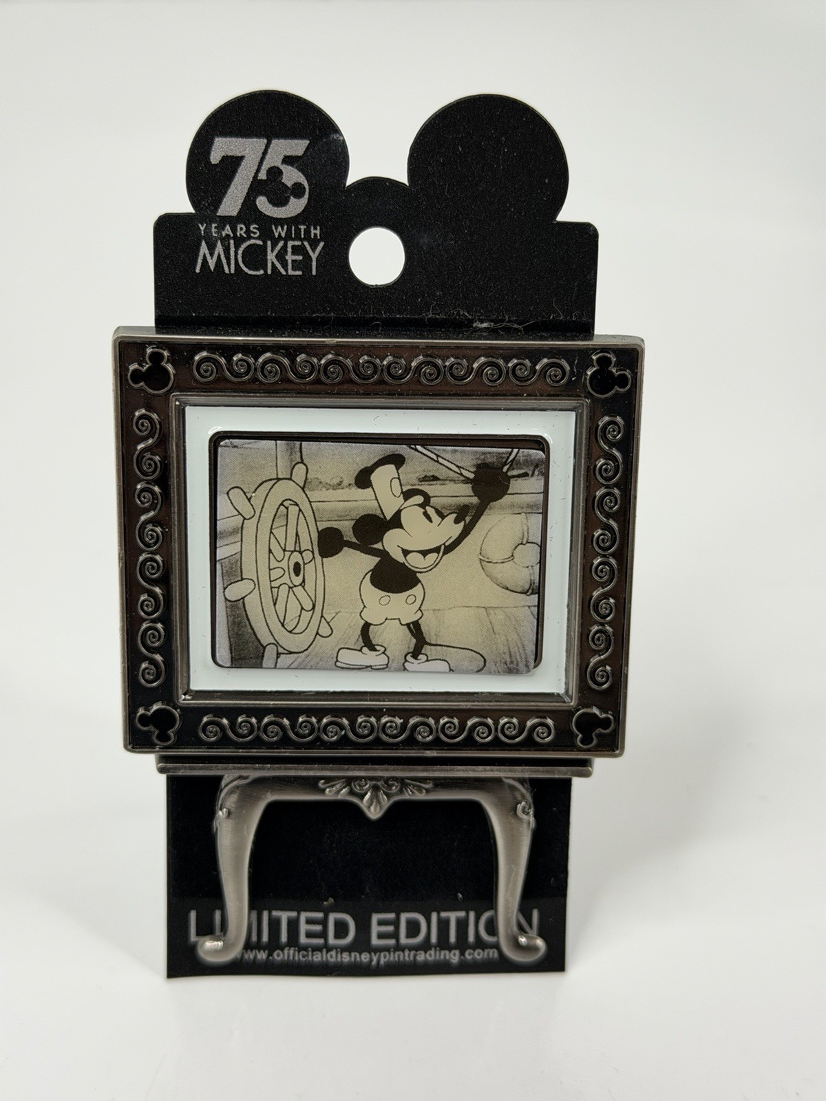 75 Years with Mickey POM Steamboat Willie Easel Disney Pin 75th Anniversary