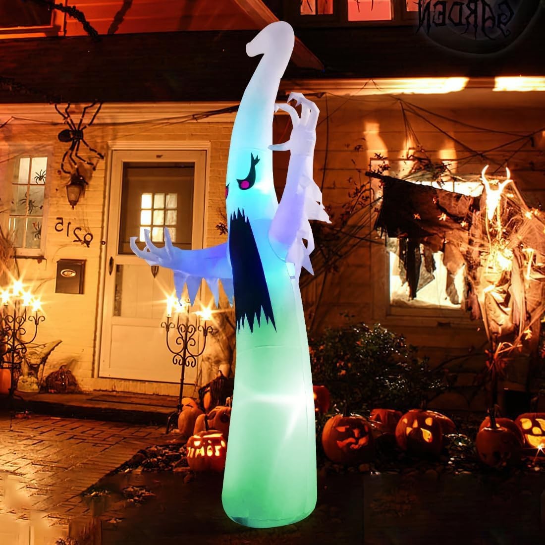 Spooky 6 FT Halloween Ghost Inflatable – Vibrant LED Yard Decoration for Parties