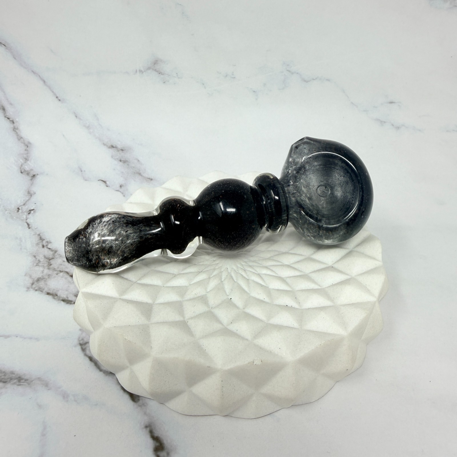 4.25″ Handmade Thick Frit Obsidian Black Wand Tobacco Smoking Bowl Glass Pipes
