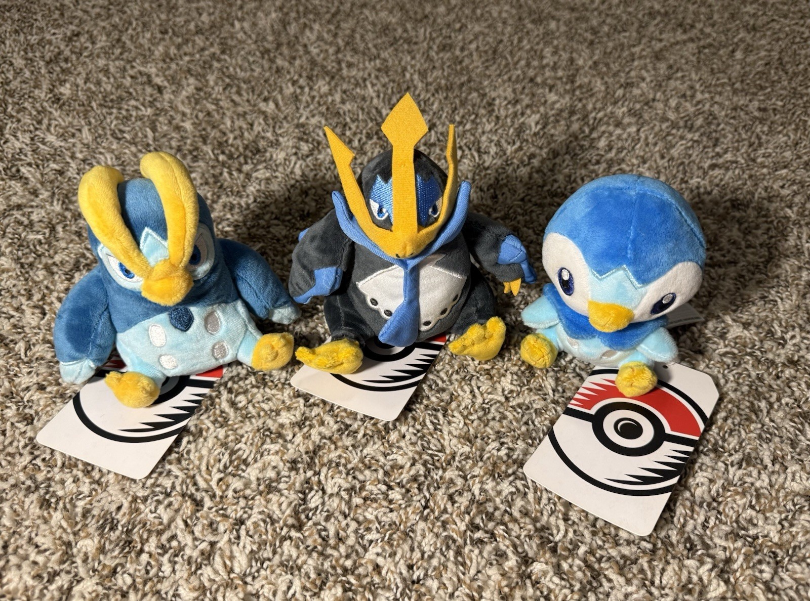 Piplup, Prinplup, Empoleon Set Of 3 Pokemon Center Sitting Cuties Plushies