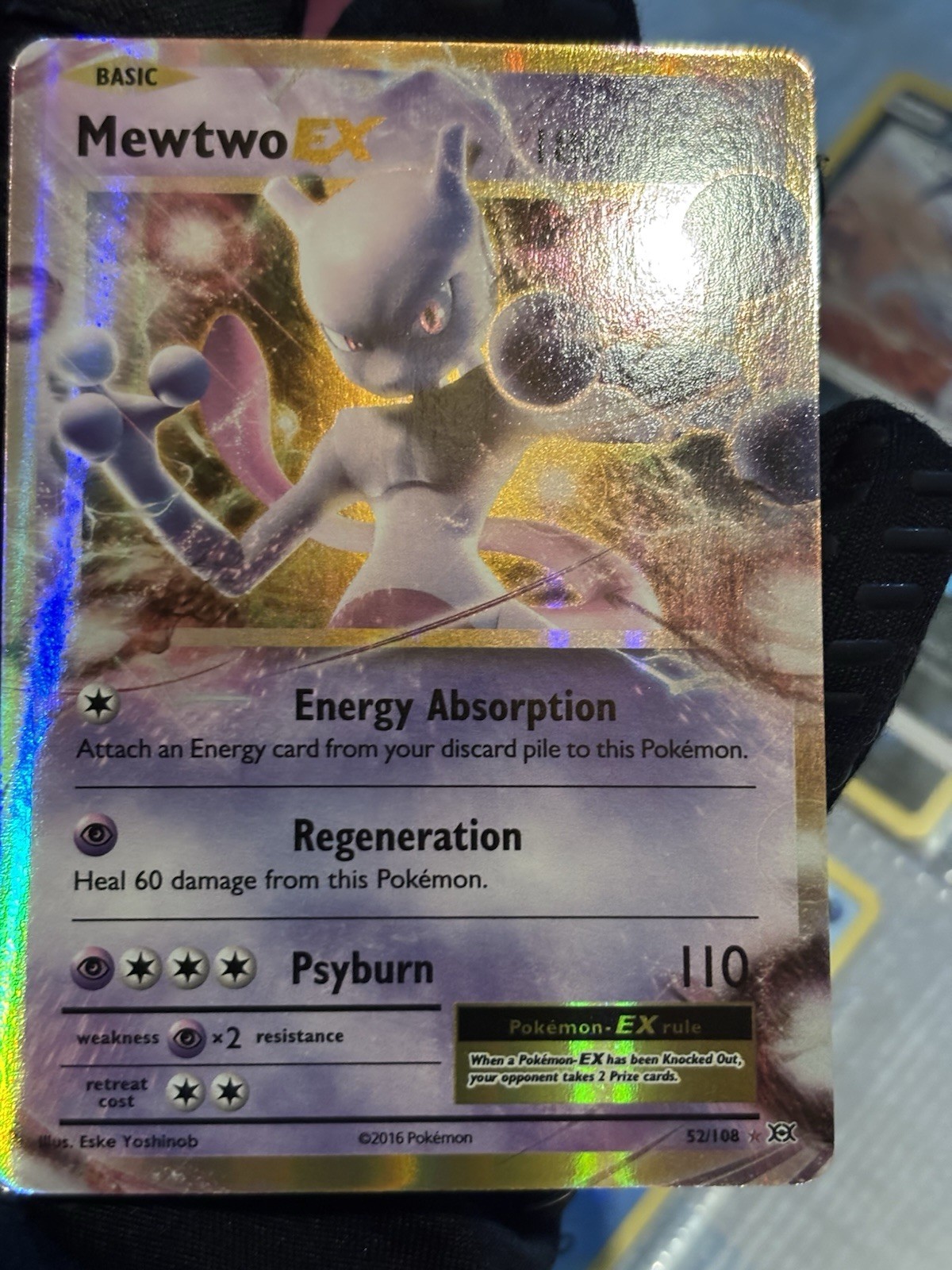 Pokémon Mewtwo EX Holo 52/108 Basic Psychic 2016 English TCG Eske Yoshinob Card