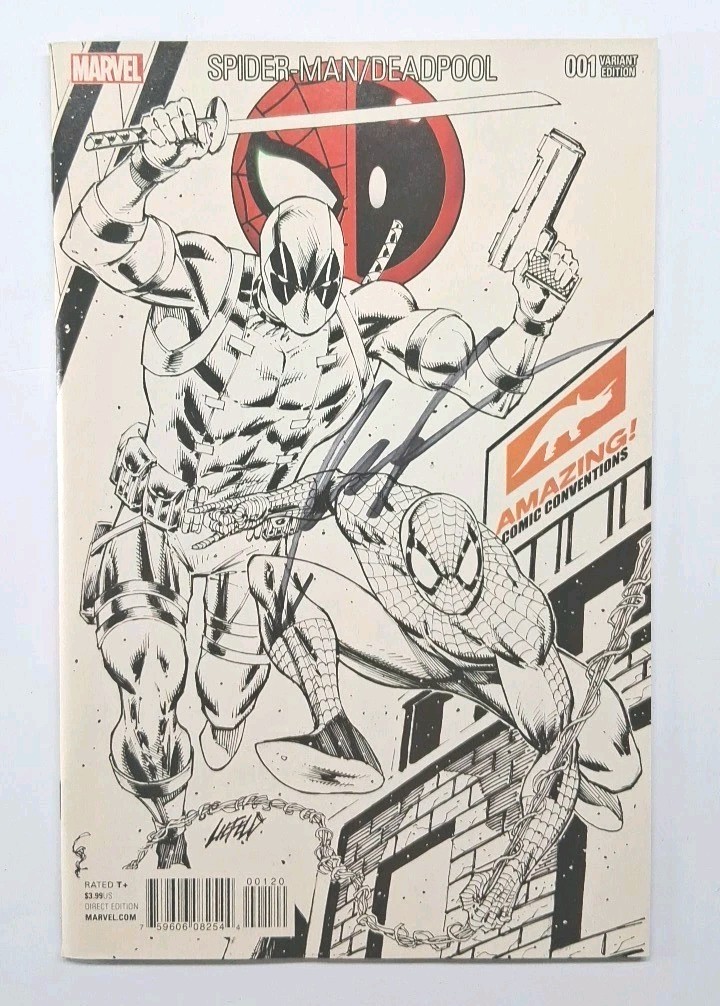Spider-Man Deadpool #1 B&W Signed Rob Liefeld Rare Amazing Con Sketch Variant