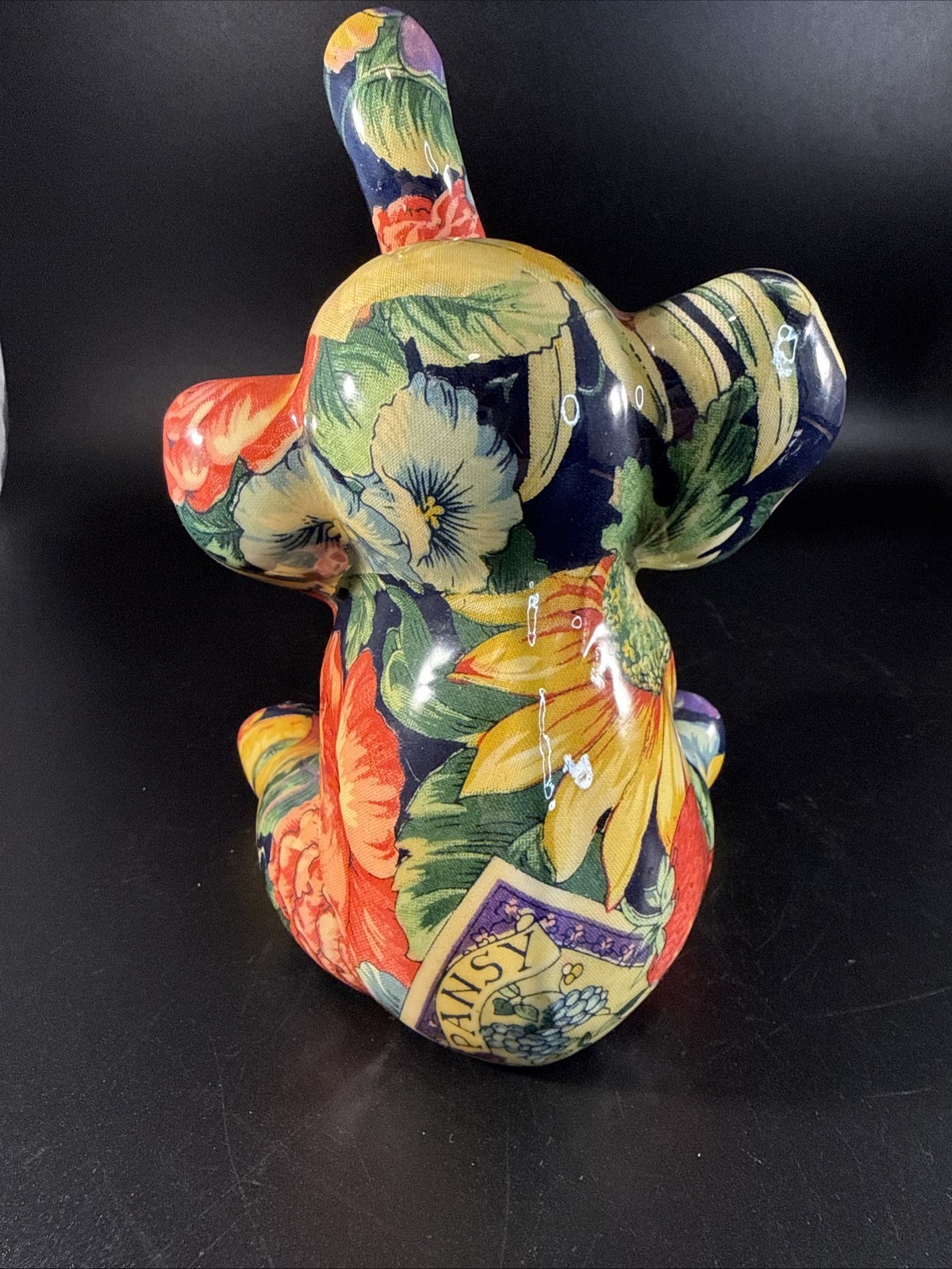 Vintage Elephant Patchworks By Joan Baker Designs Fruit & Florals 7” Tall
