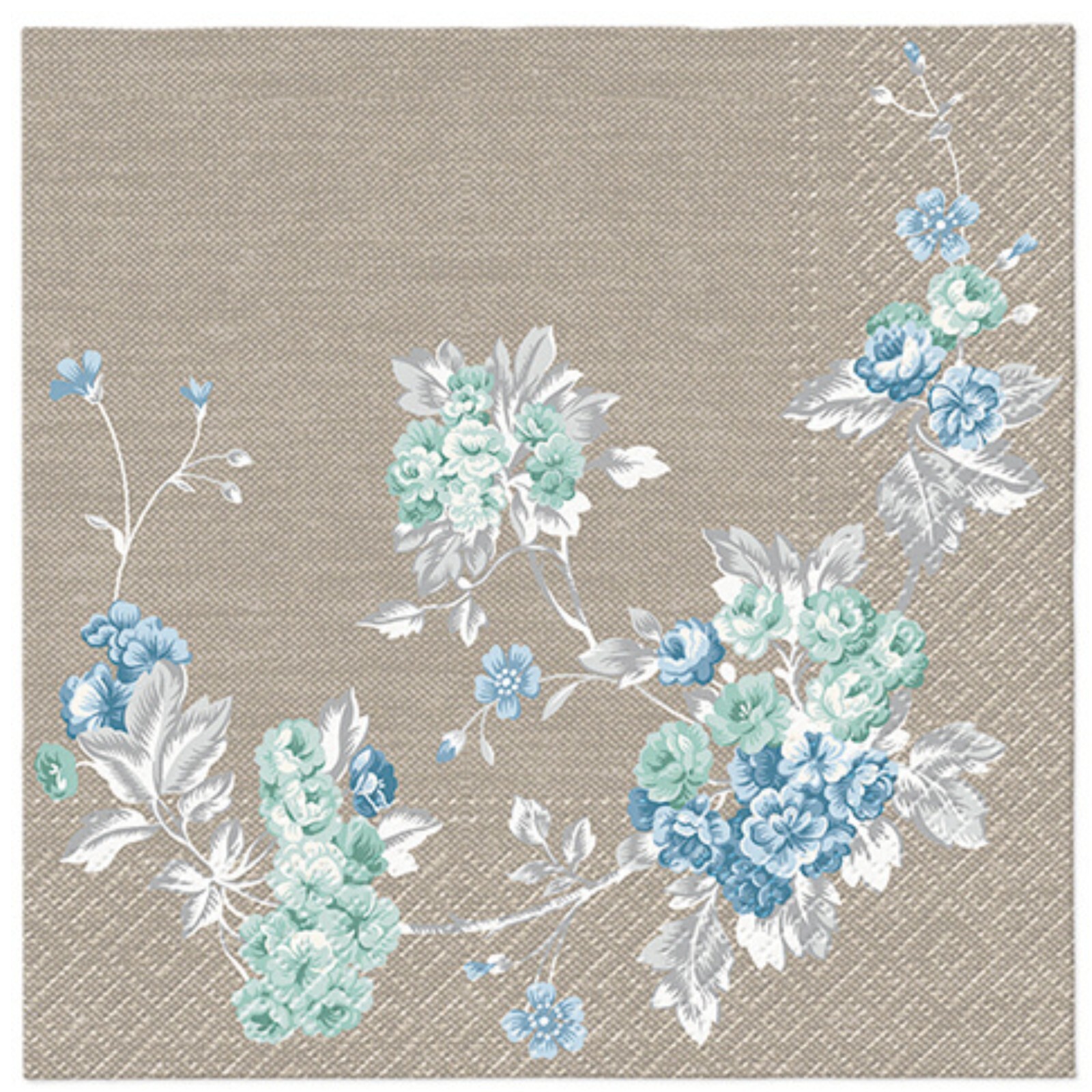 2 Two Decoupage Napkins Blue Flowers Floral Free Shipping Paper Napkin