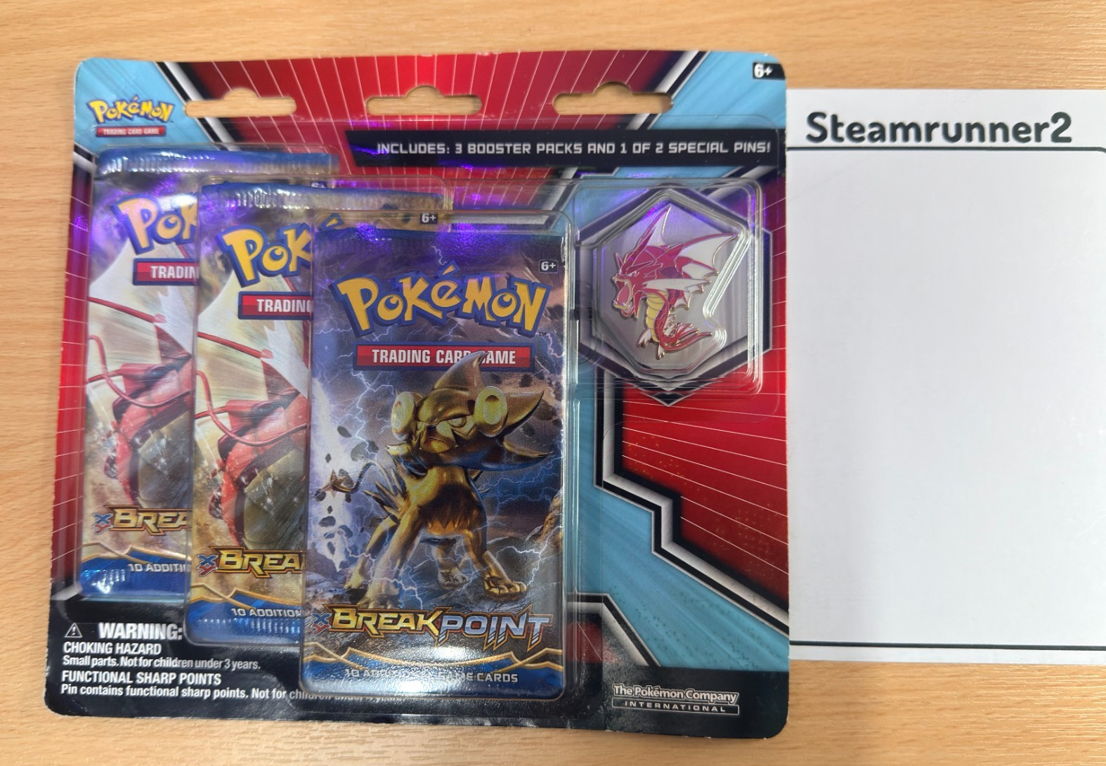 Pokemon XY Breakpoint Blister 3 Pack Shiny Mega Gyarados Pin TCG Sealed