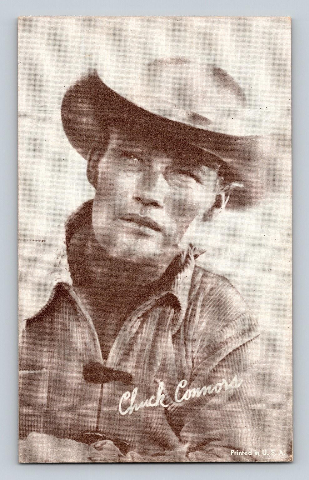 Vintage Chuck Connors Western Cowboy Printed Lithograph Postcard