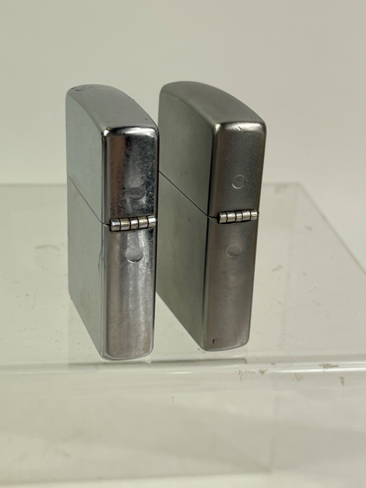 Collection of Two Zippo Lighters Silver Chrome Satin finished 2004 & 2015